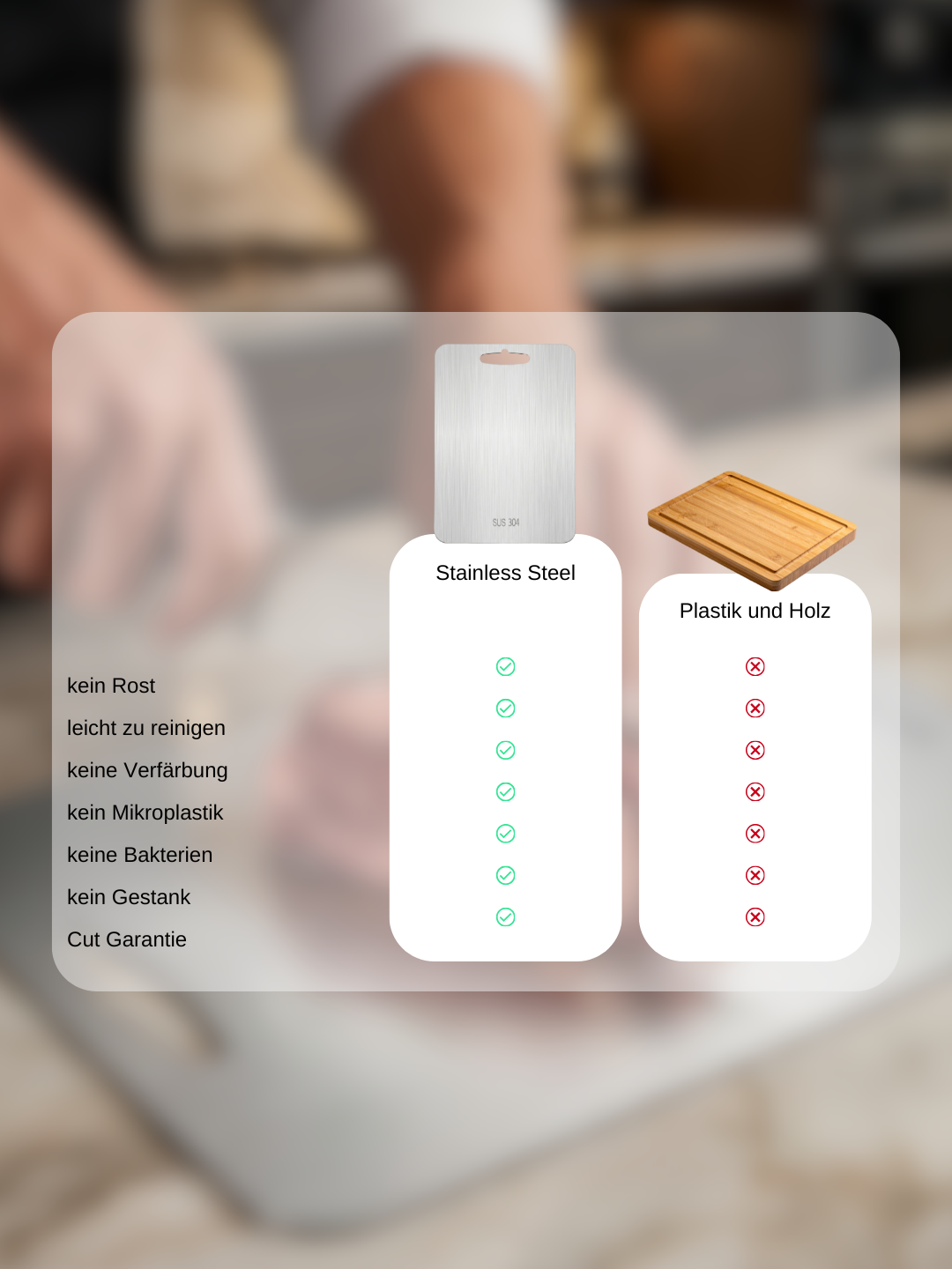 HealthyCut™ Schneidebrett aus Stahl